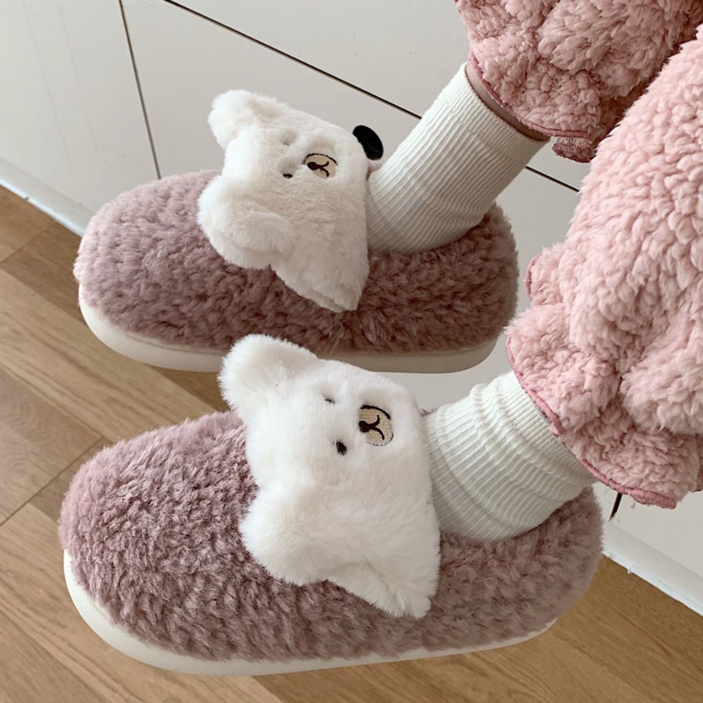 4color fur bear roomshoes
