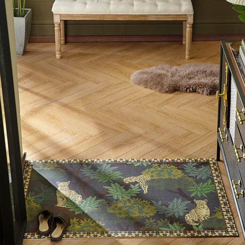 6design dark flower door mat