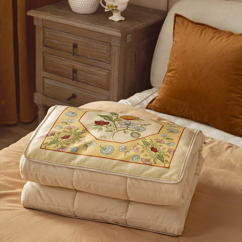 bright floral 2way quilt cushion