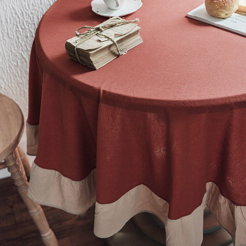 4color round frills tablecloth
