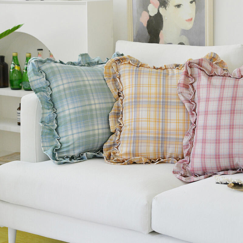 6color frill check square cushion