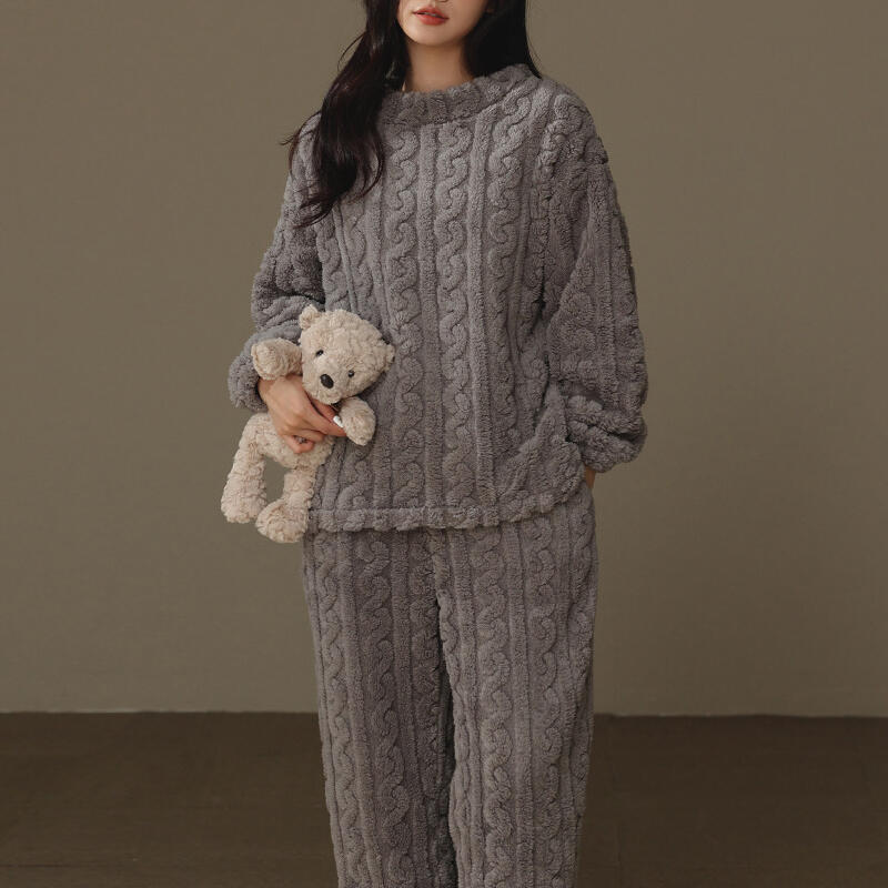 2color sweater pattern fluffy roomwear