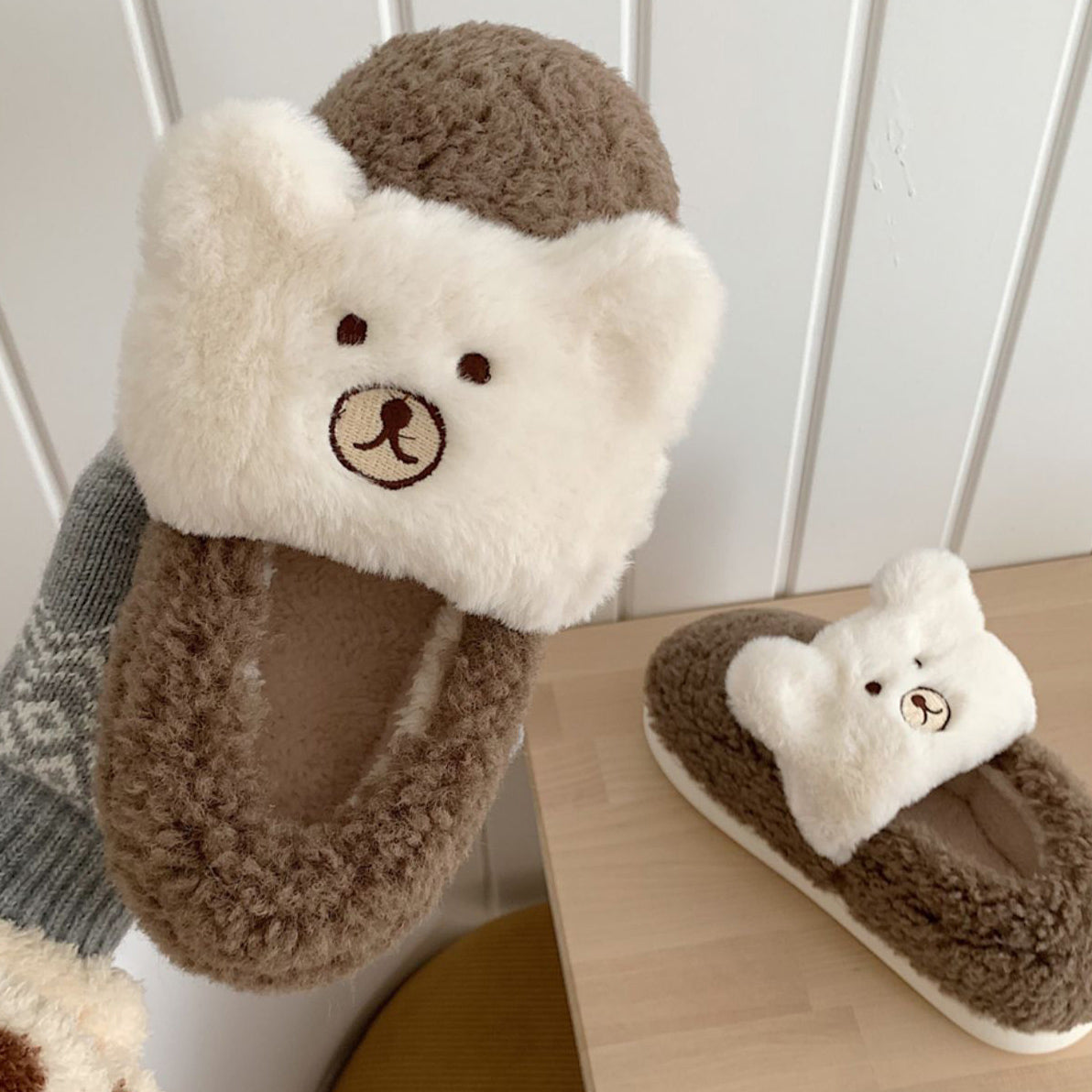 4color fur bear roomshoes