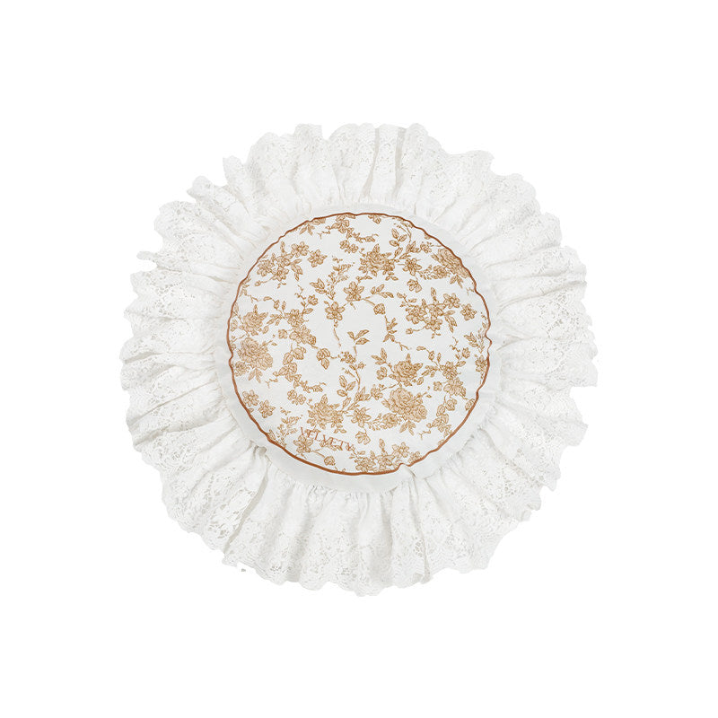 french flower velvety frill cushion