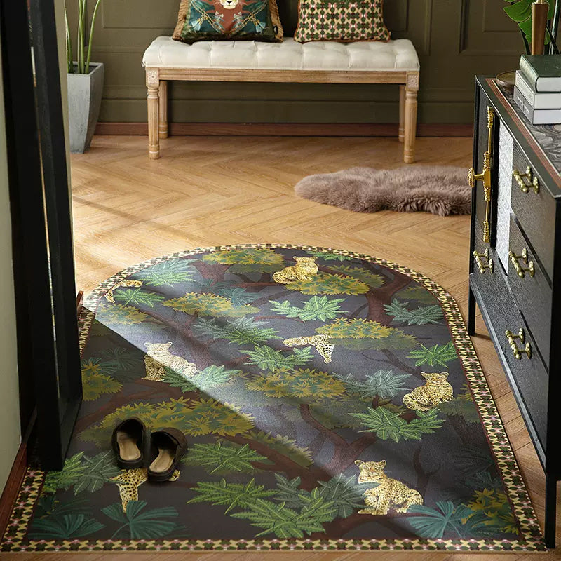 6design dark flower door mat