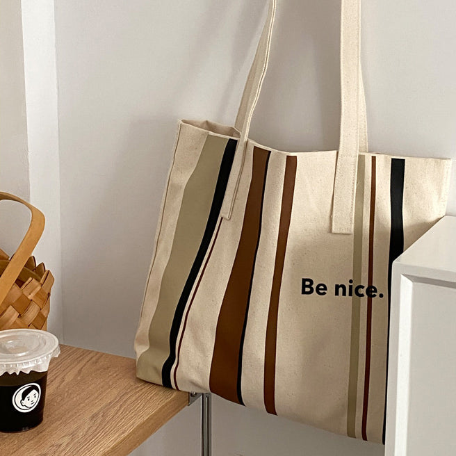 2color be nice logo tote bag