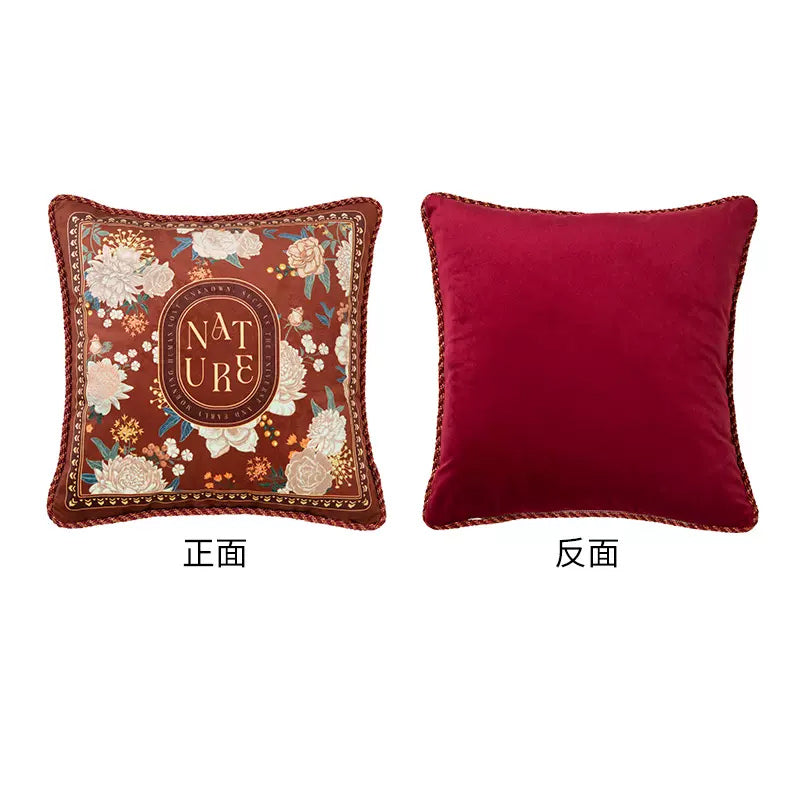 6design dark red vintage flower cushion