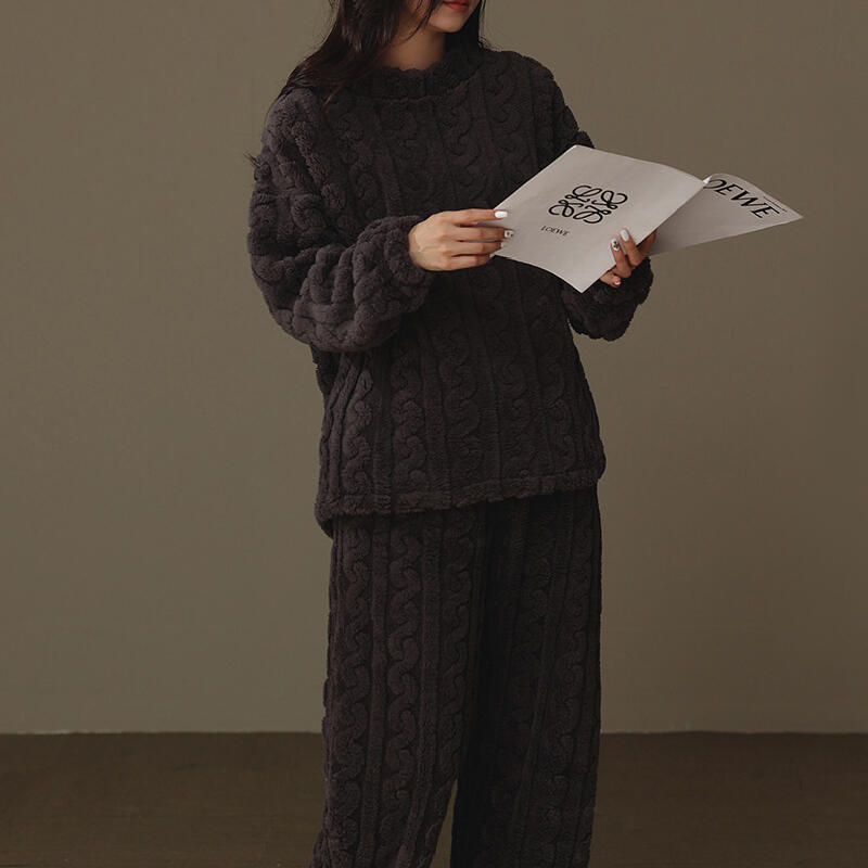 2color sweater pattern fluffy roomwear