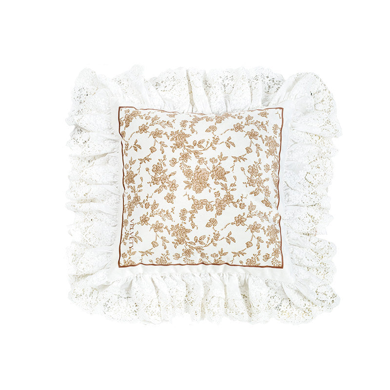 french flower velvety frill cushion
