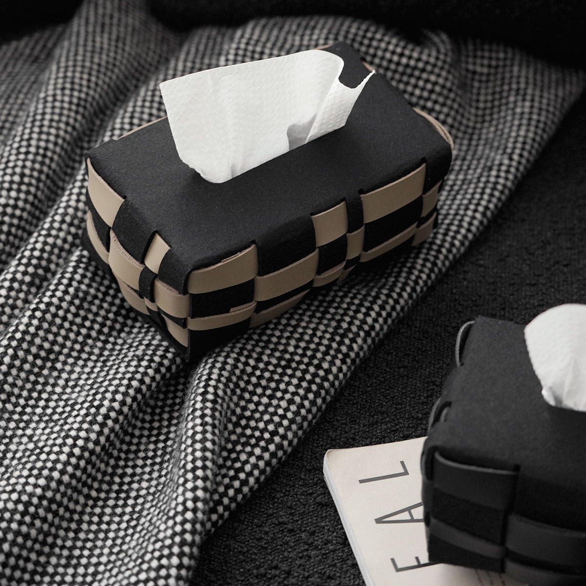 3color felt knit tissue case