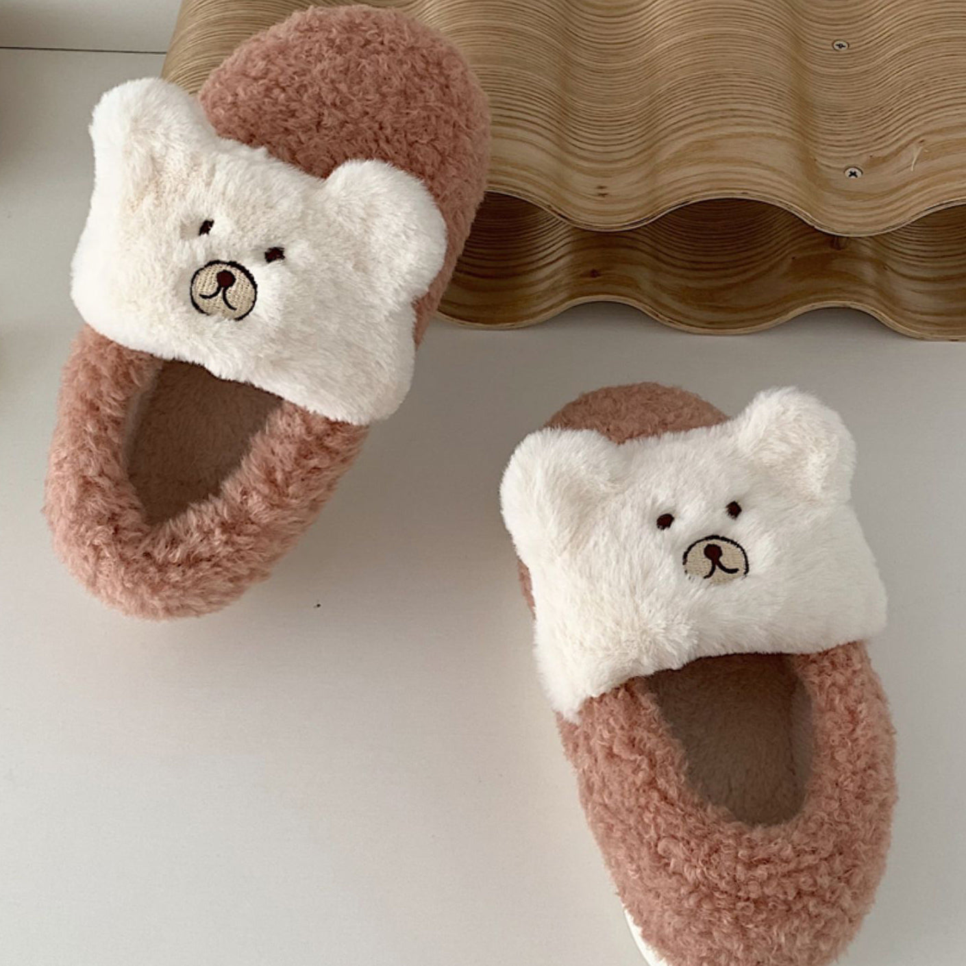 4color fur bear roomshoes