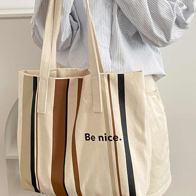 2color be nice logo tote bag