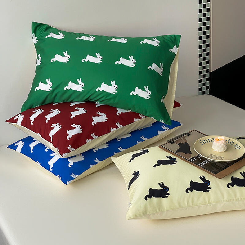18design vivid color rabbit pillow sheets