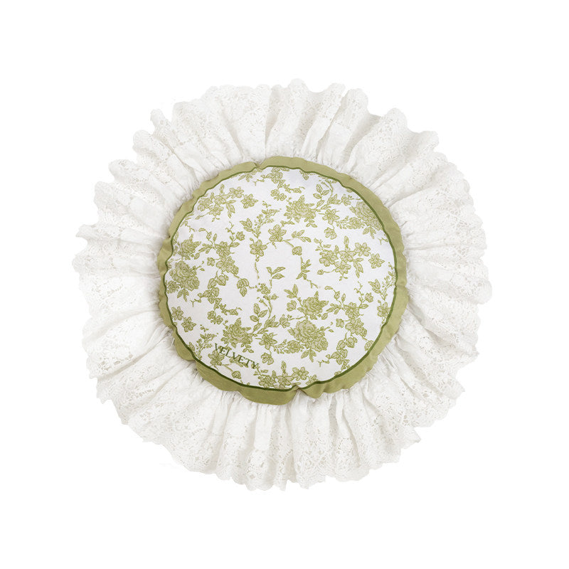 french flower velvety frill cushion