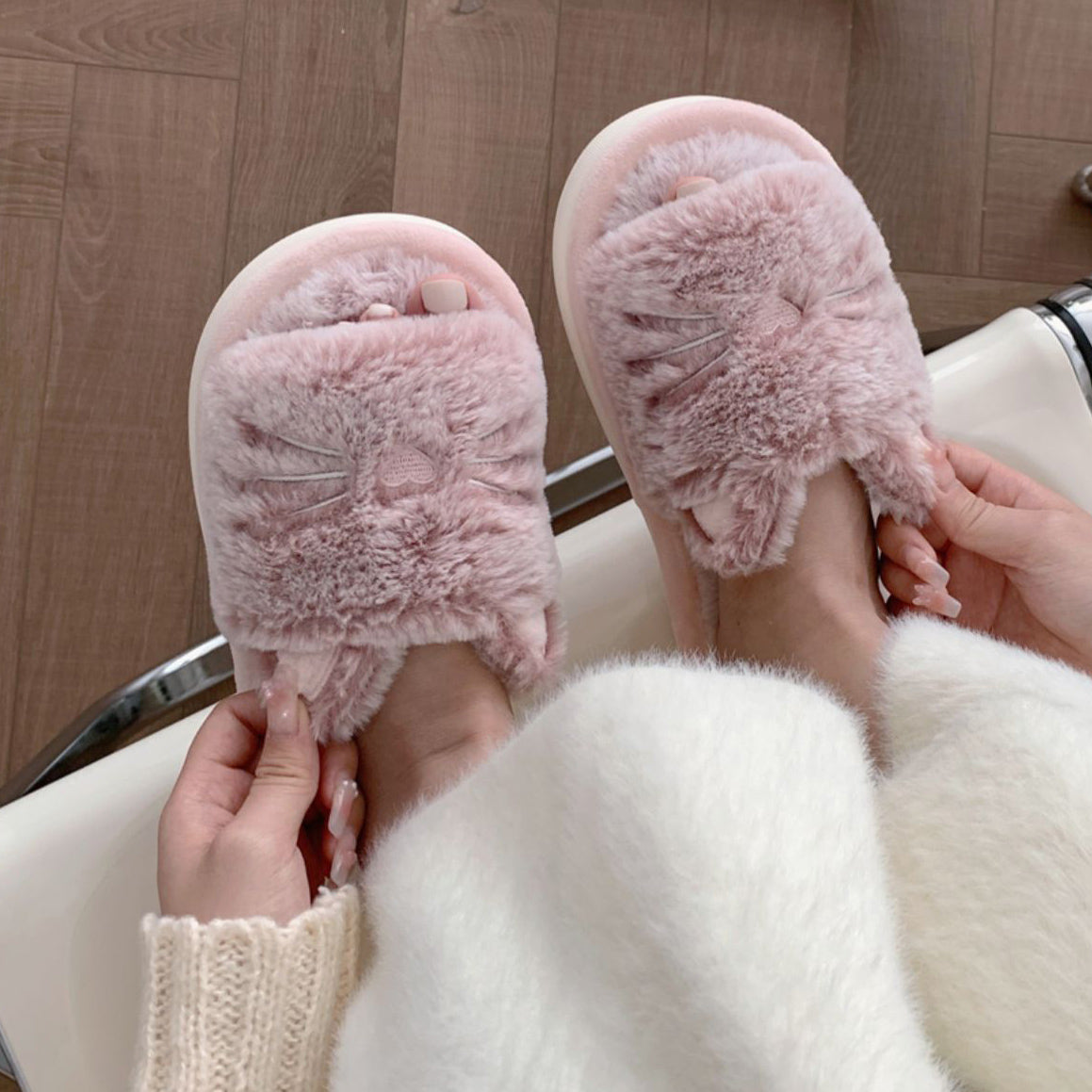 3color fur cat roomshoes