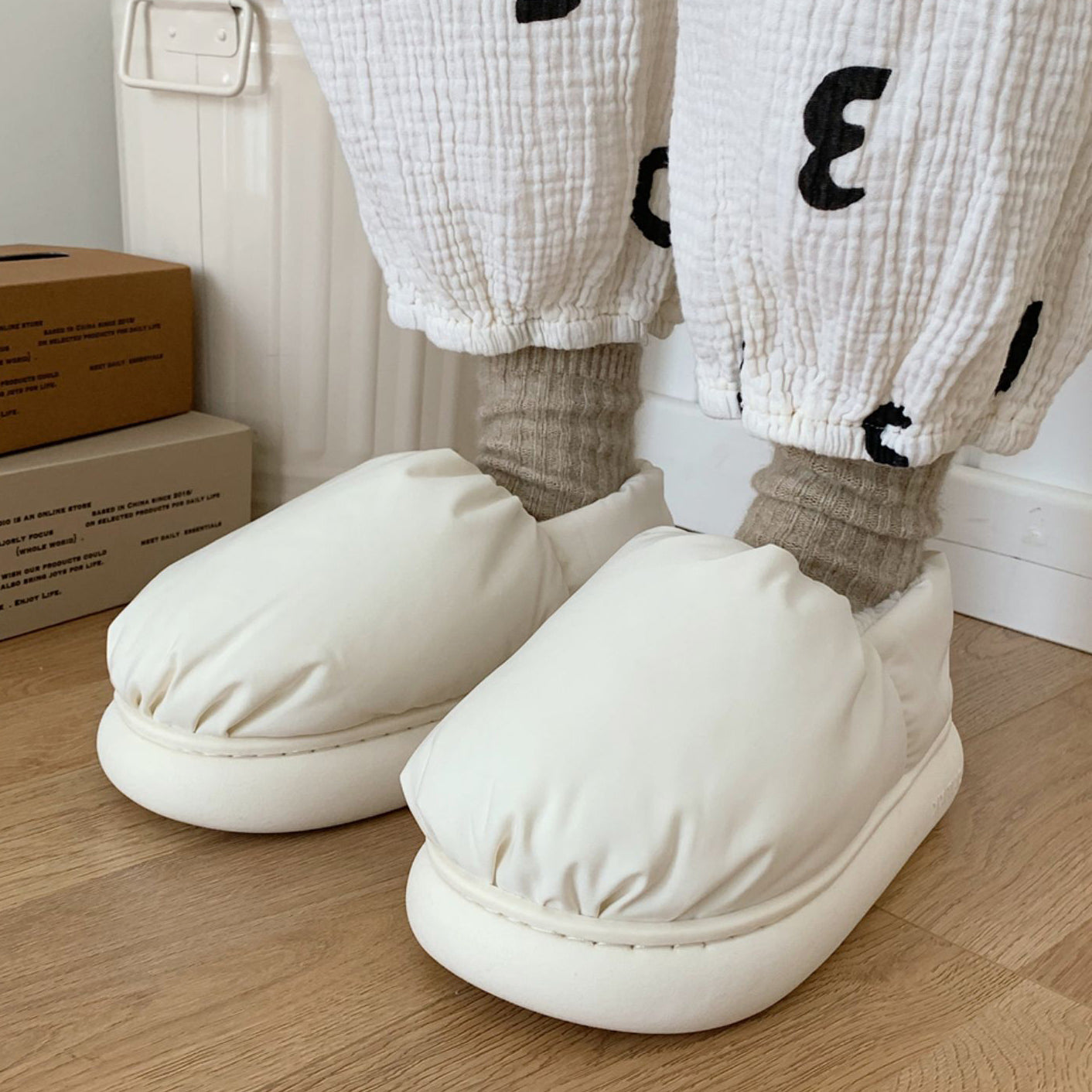 4color cotton cushion roomshoes