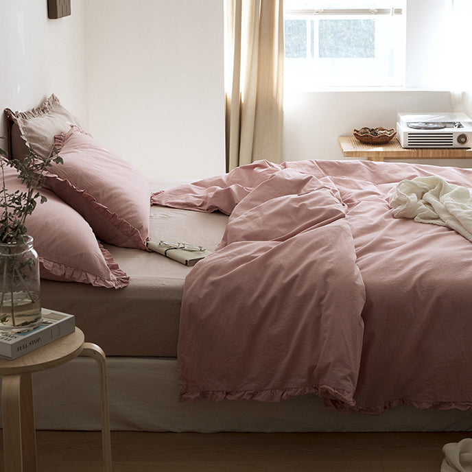 12color simple cotton frill bedlinen set