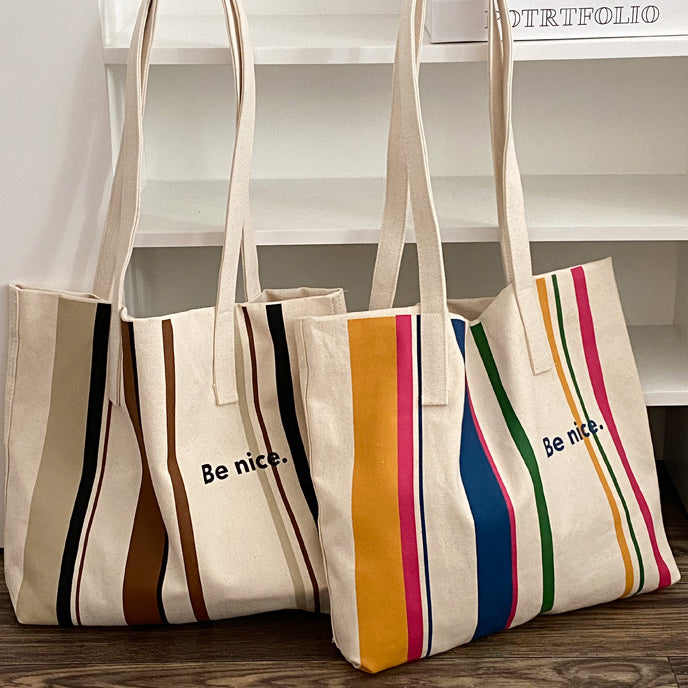 2color be nice logo tote bag