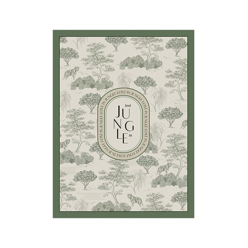 green retro forest door mat