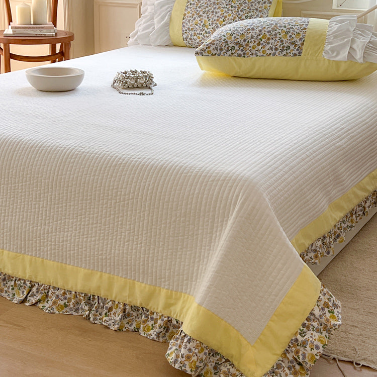 4design flower frill quilt & pillow sheets set