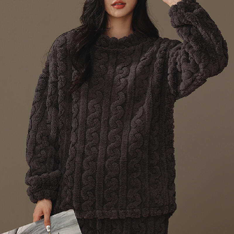 2color sweater pattern fluffy roomwear