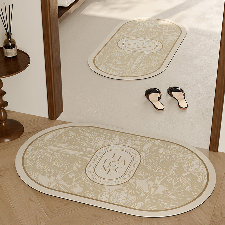 beige elegance logo toilet mat