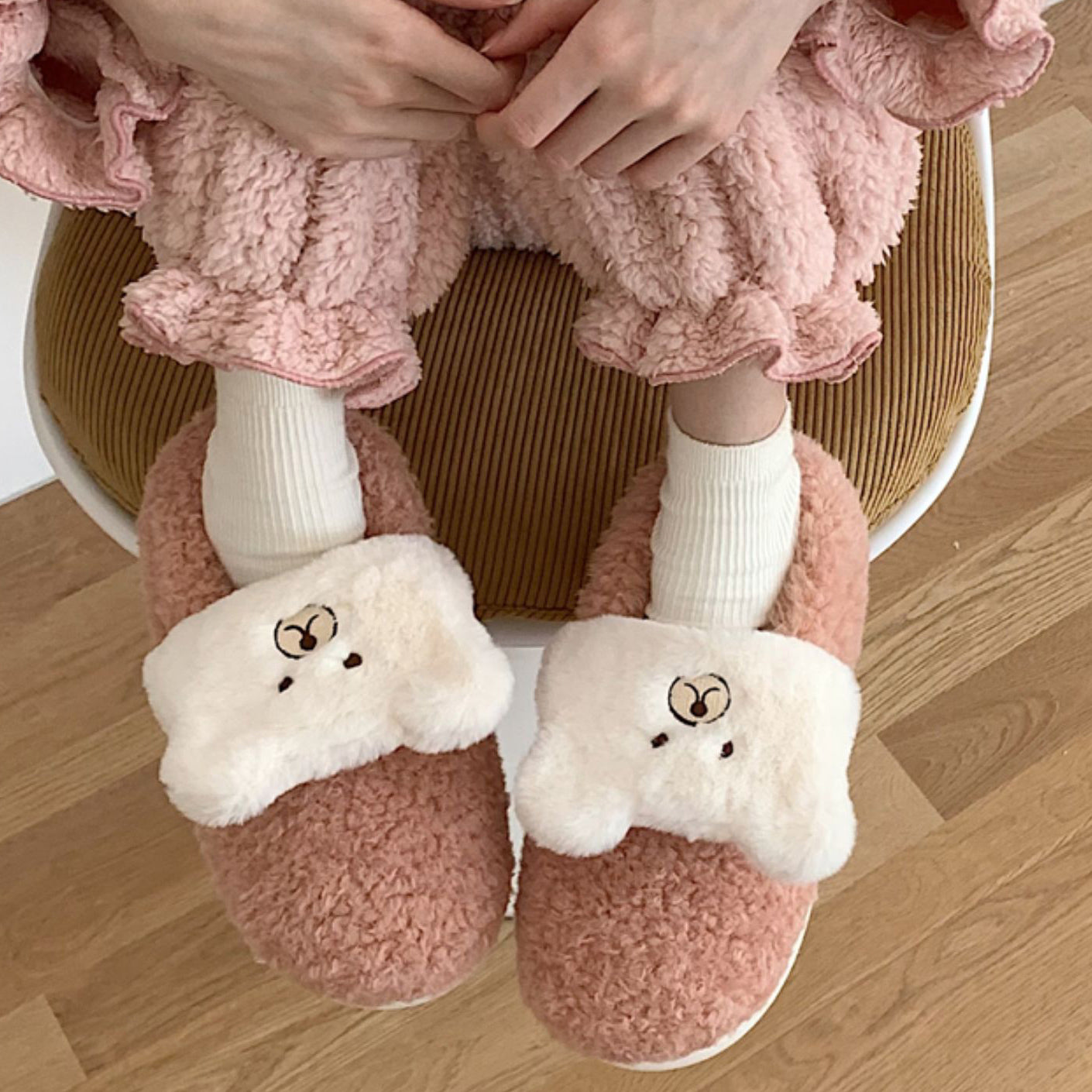4color fur bear roomshoes
