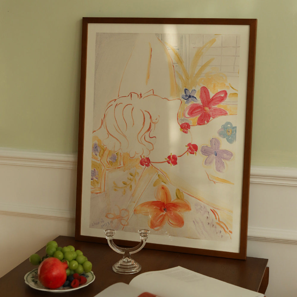 rose necklace girl poster & frame SET