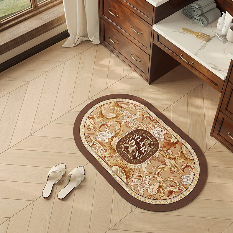 brown garden logo bath mat