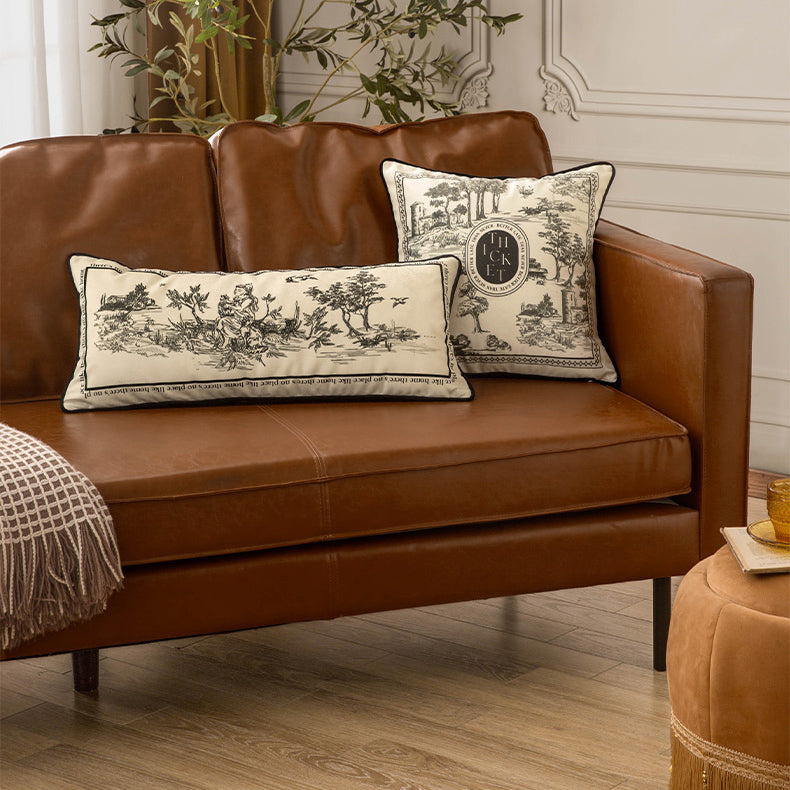 3size black toile de Jouy cushion