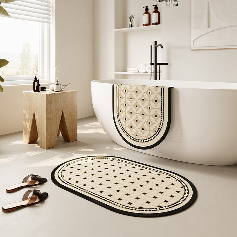 2design brown retro tile bath mat