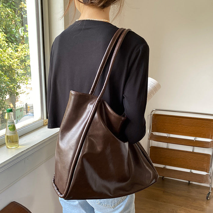 3color leather tote bag