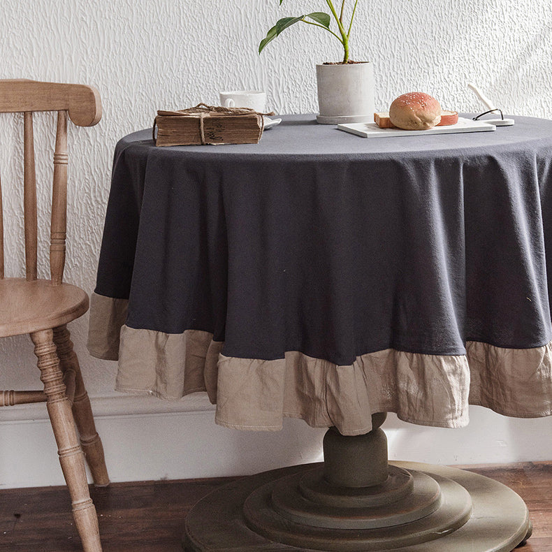 4color round frills tablecloth