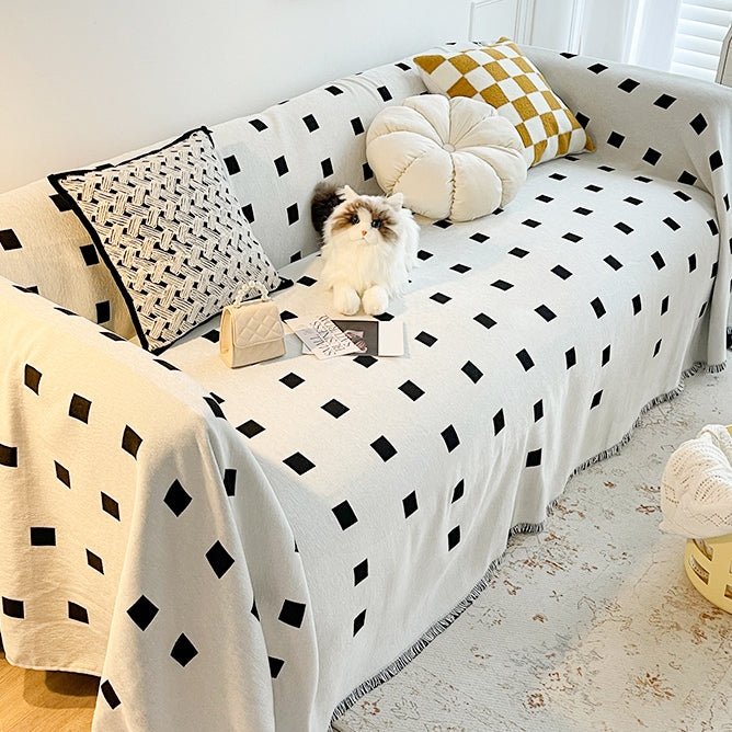 monotone square block sofa cover