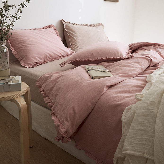 12color simple cotton frill bedlinen set