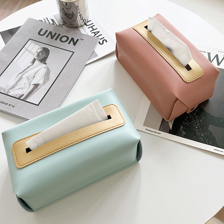 6color leather box tissue case