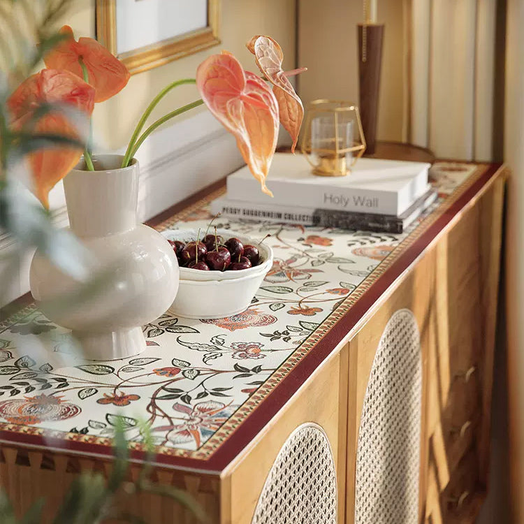 dark red vintage flower shelf mat