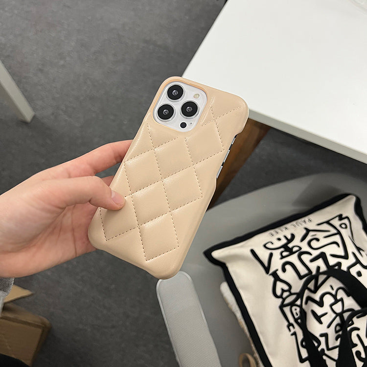 beige leather quilt iPhonecase