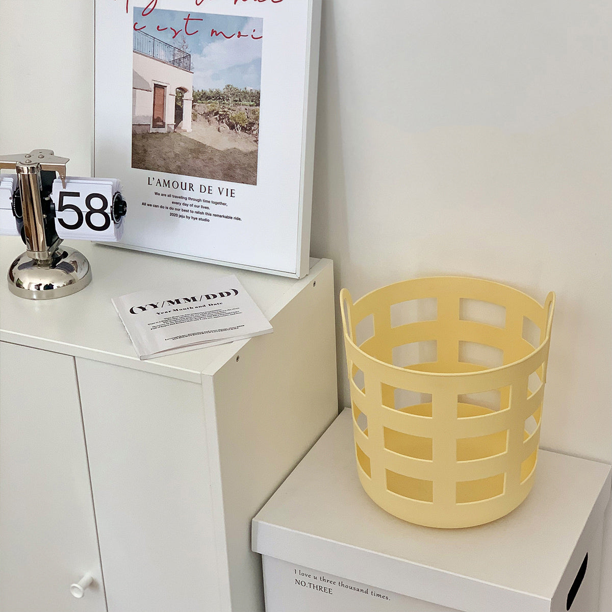 3size simple yellow basket