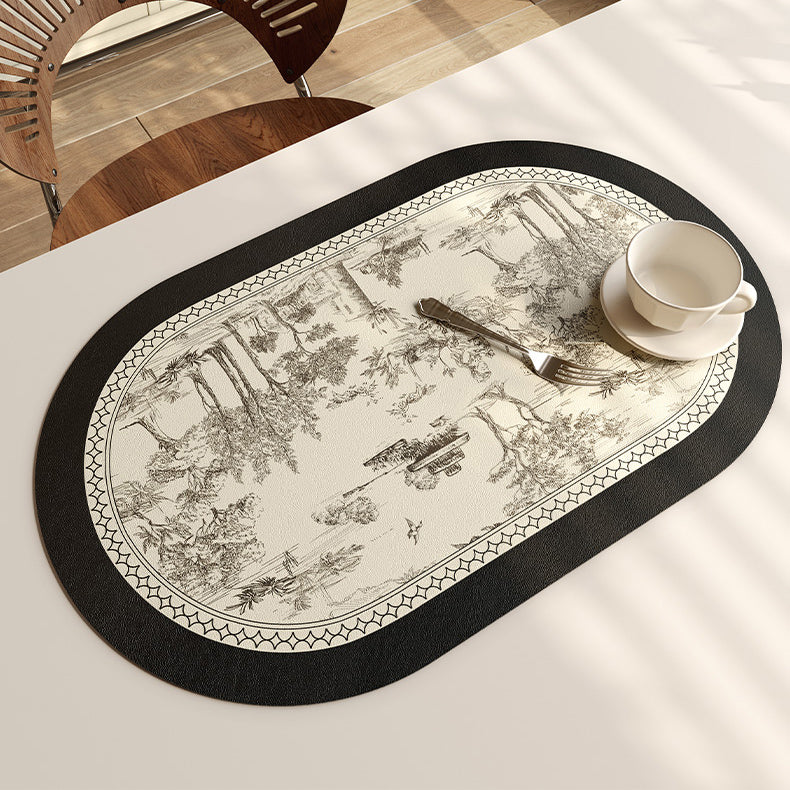 black toile de Jouy place mat