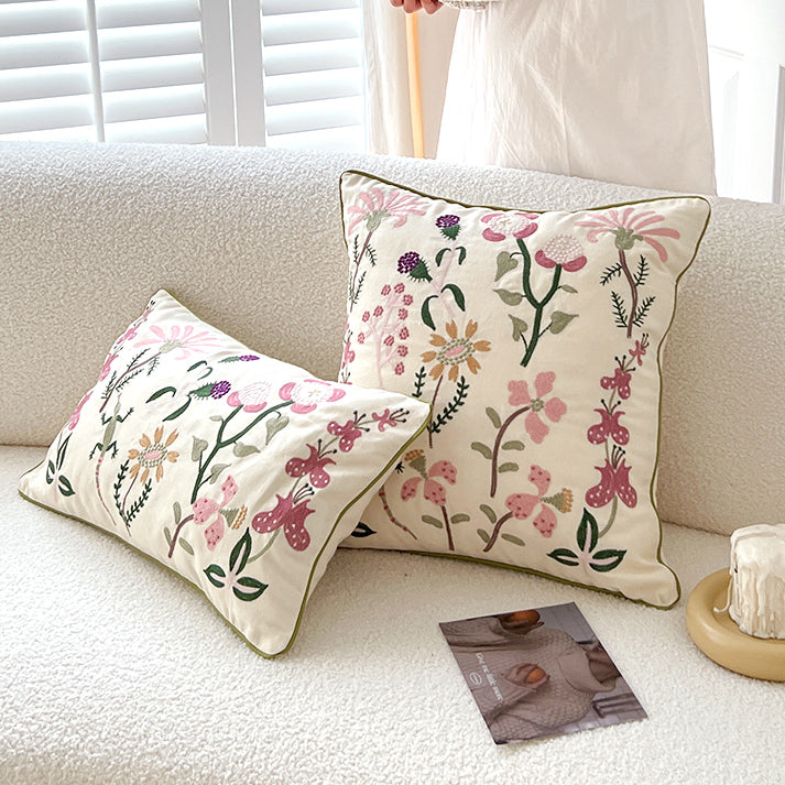 retro botanical flower cushion