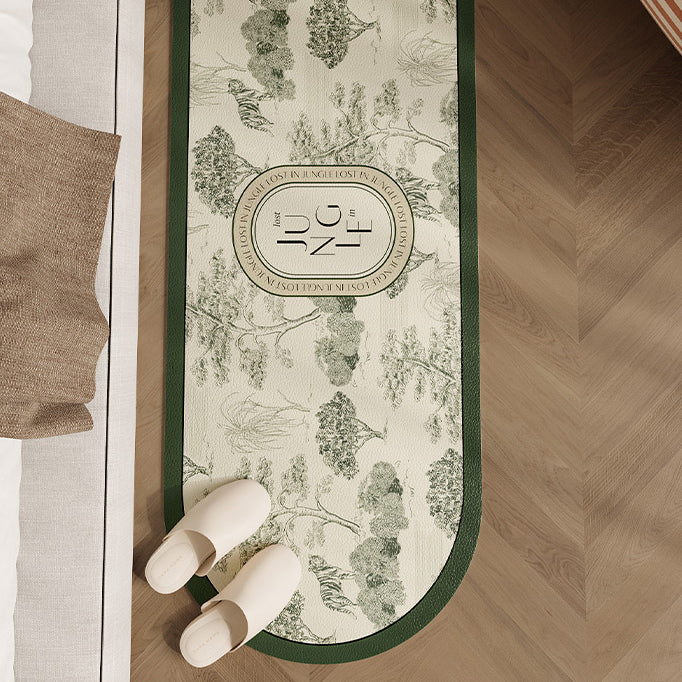 green retro forest floor mat