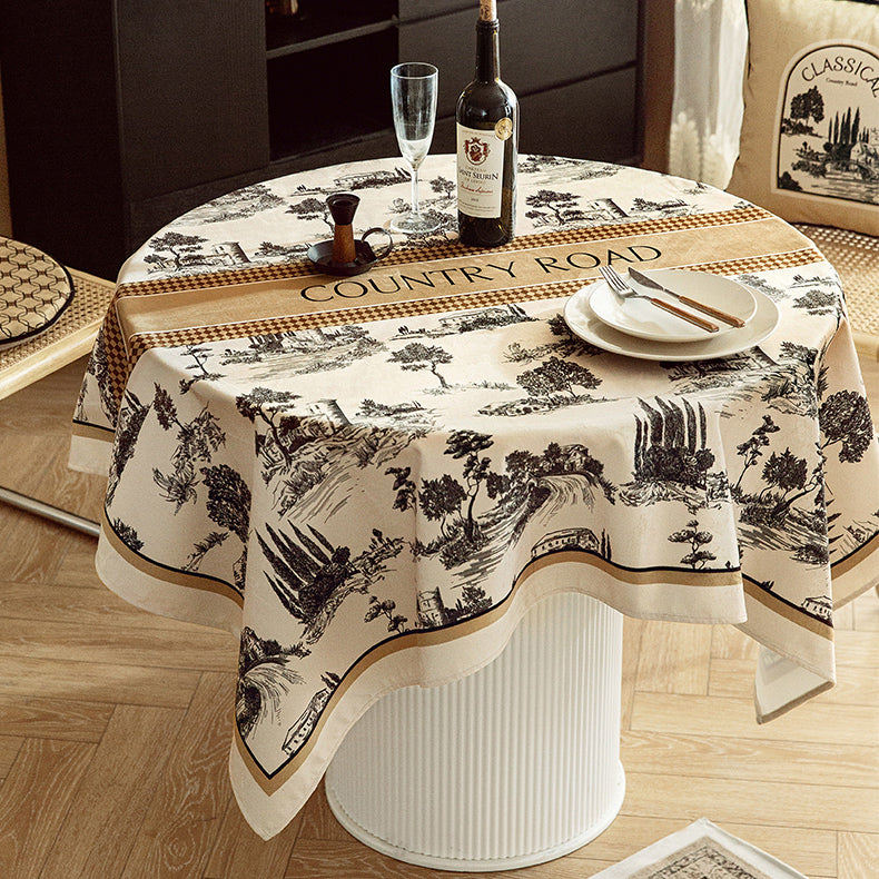 country road logo table cloth