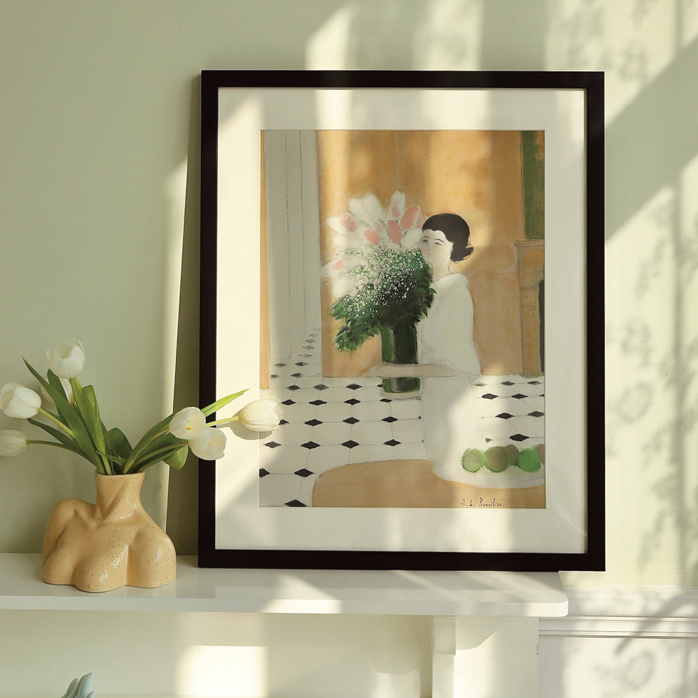 french girl poster & frame SET