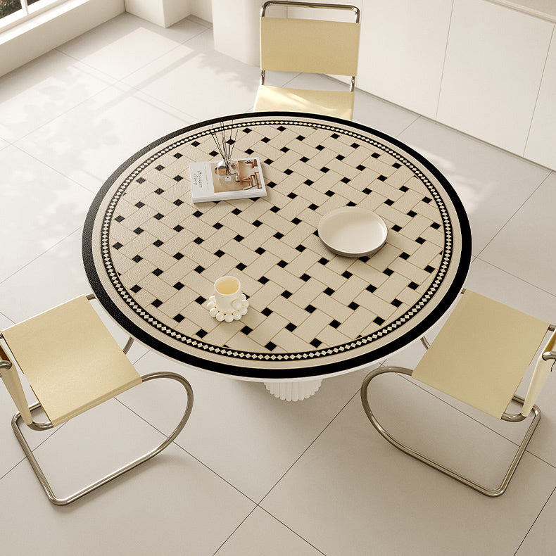 2design brown retro tile round table mat