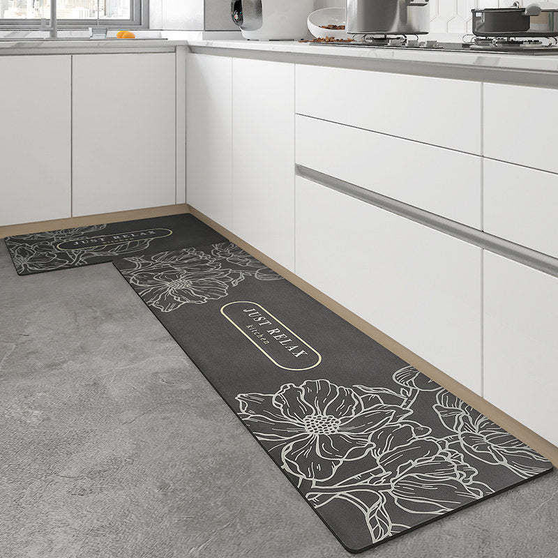 4type monotone flower kitchen mat set