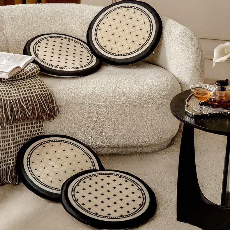 2color brown retro tile cushion