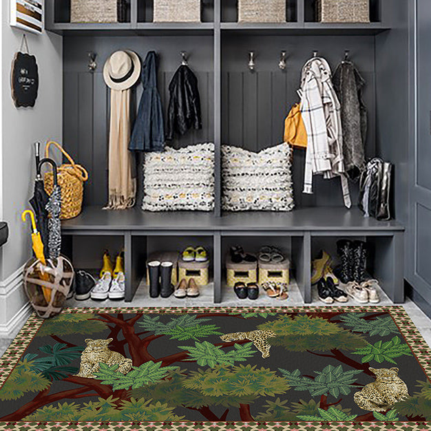 6design dark flower door mat