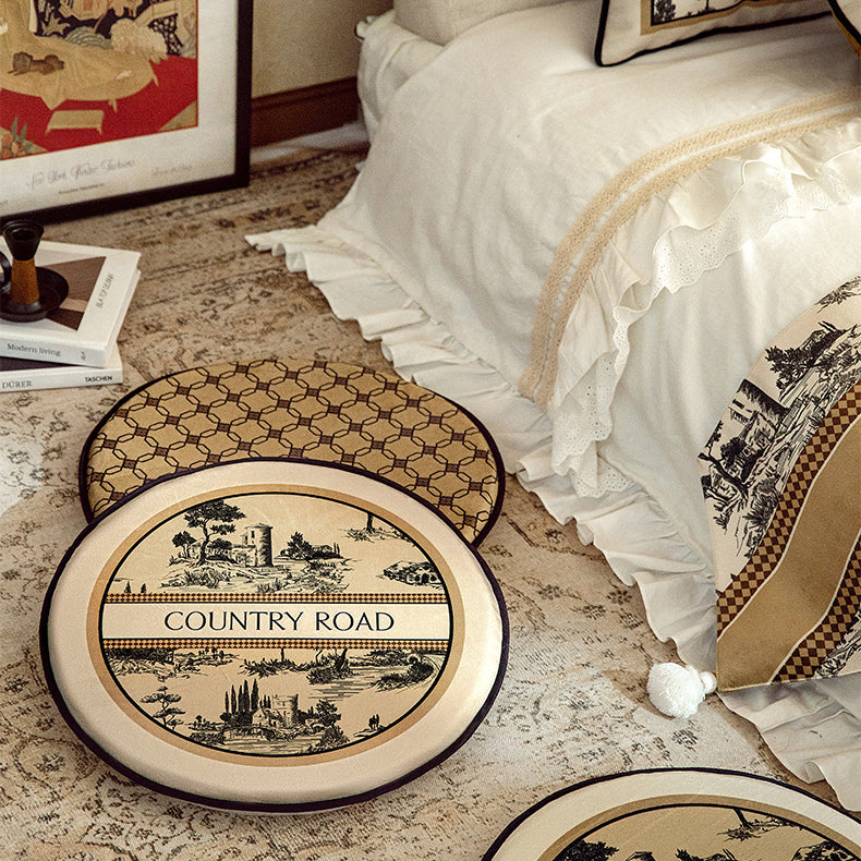 country road logo round cushion