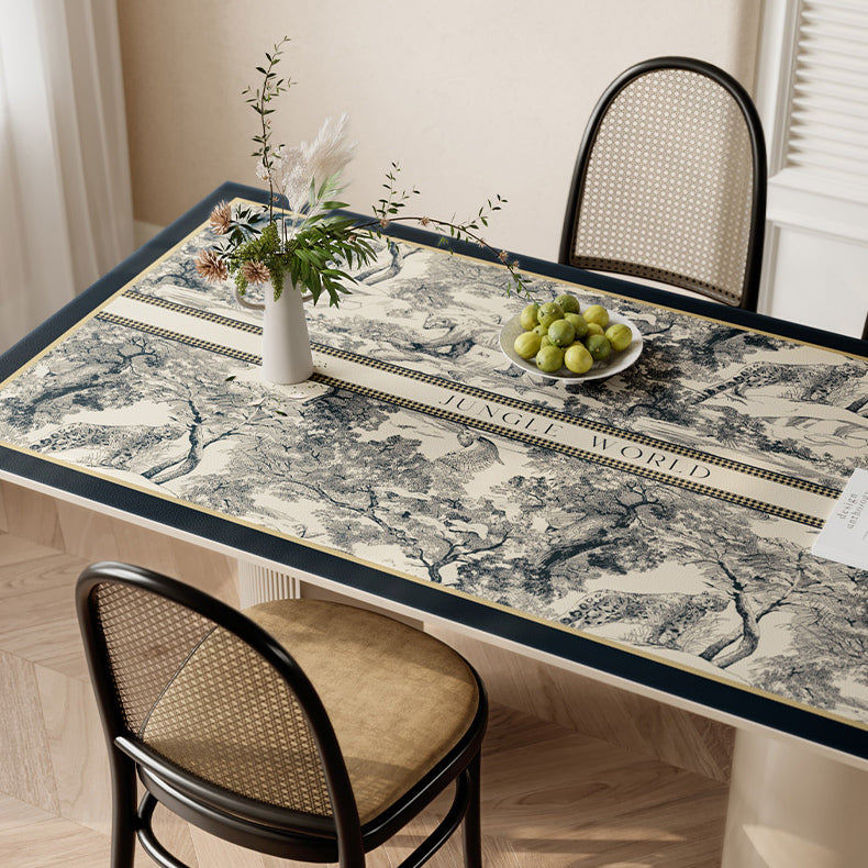 blue retro forest square table mat